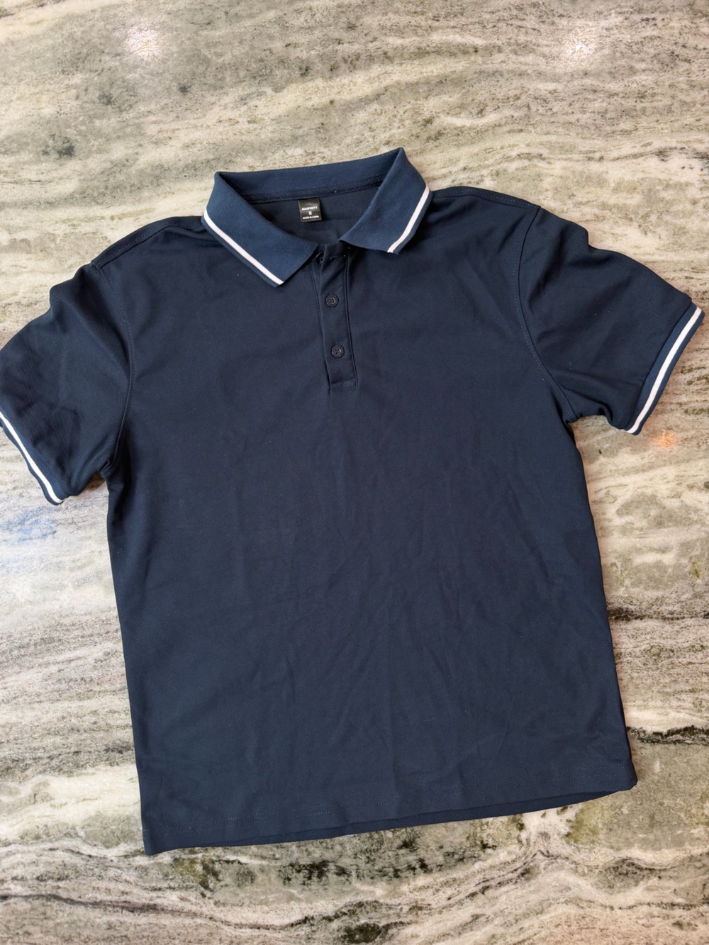 Classic Navy Short-Sleeve Polo with White Contrast Trim